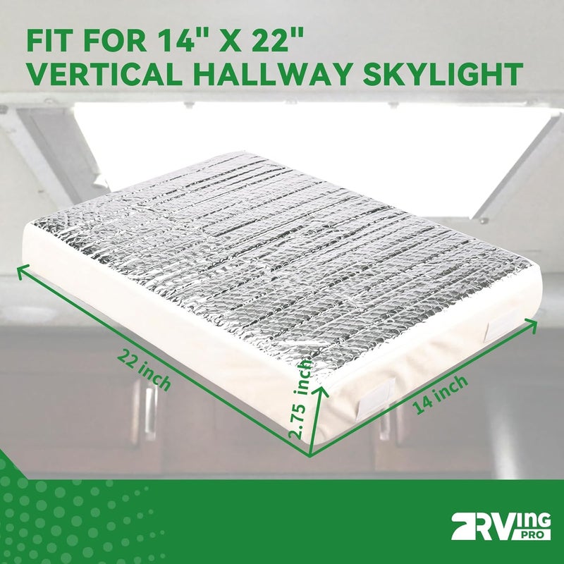 RVINGPRO عازل فتحة RV 14" × 22" وسادة فتحة RV عازل ضوء السقف RV لفتحة داخل مقطورة التخييم، مع حقيبة تخزين - Image 3